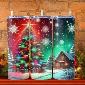 Handmade Christmas Scene Tumbler. NWOT